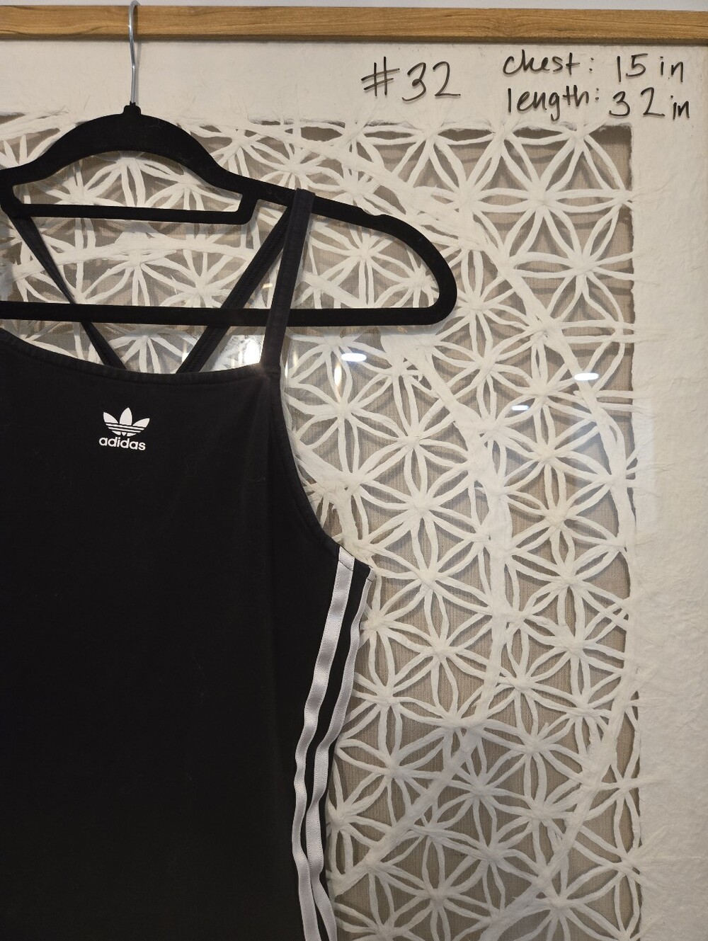 Adidas 3-stripe Jersey Minidress Black Slim Strappy Tank with White Trefoil Sz M - Picture 6 of 16